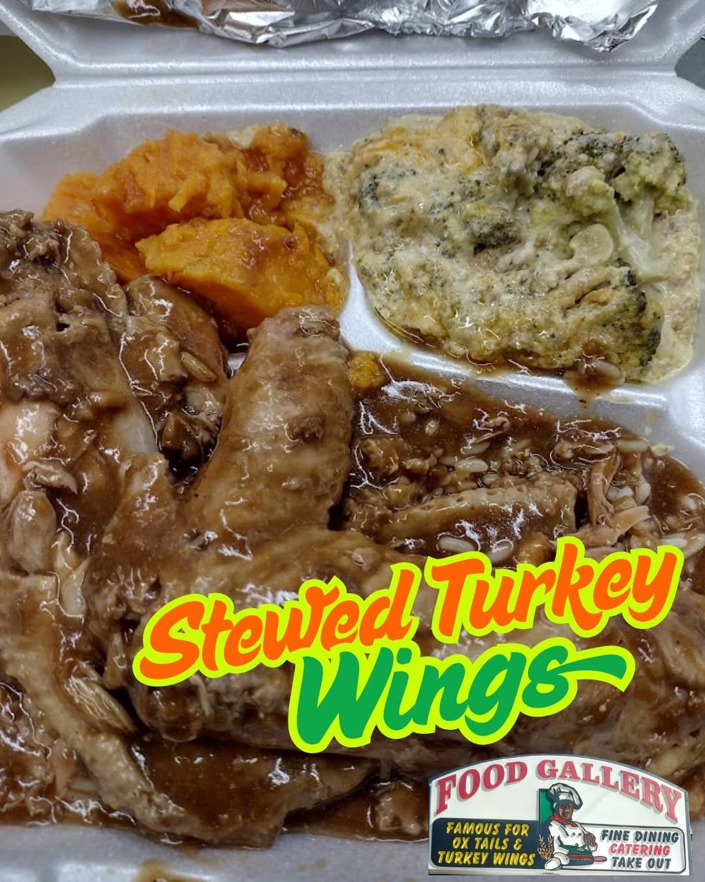 Stewed turkey wings smothered in gravy